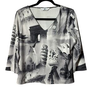 New Look Black and White Architectural Print Blouse UK 18/US 14